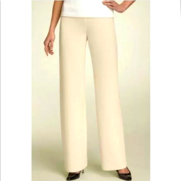 NWOT St.John Collection Ivory White Santana Knit Straight Leg Pants, size L - Picture 6 of 6